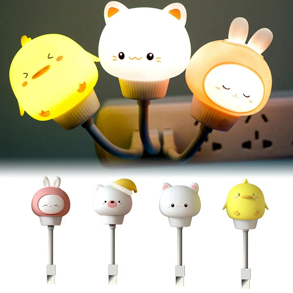LED CuddleLight animal night light with remote control and timer function, USB-powered for kids' bedrooms.