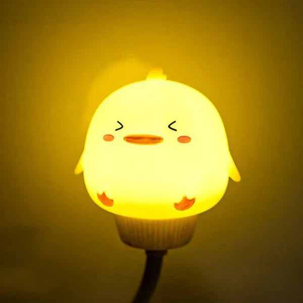 Cute animal night light offering cozy lighting and bedroom ambiance, ideal nursery decor with a convenient timer.