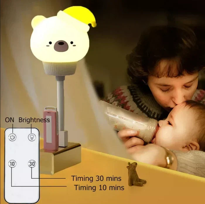 Adorable animal-shaped night light with LED illumination and an integrated timer, ideal for children's rooms.