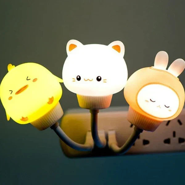 Versatile CuddleLight animal night light, LED & USB powered, with remote control & timer for kids' cozy bedroom decor.