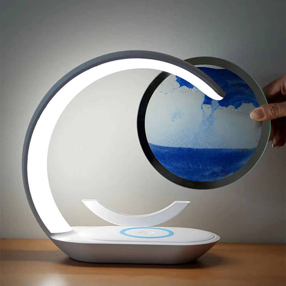 Romantic custom photo LED night light, perfect anniversary gift. USB powered acrylic lamp with a warm wooden base.