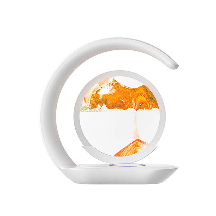 Customizable LED night light displaying a chosen photo. USB powered lamp, acrylic design with a sleek wooden base.