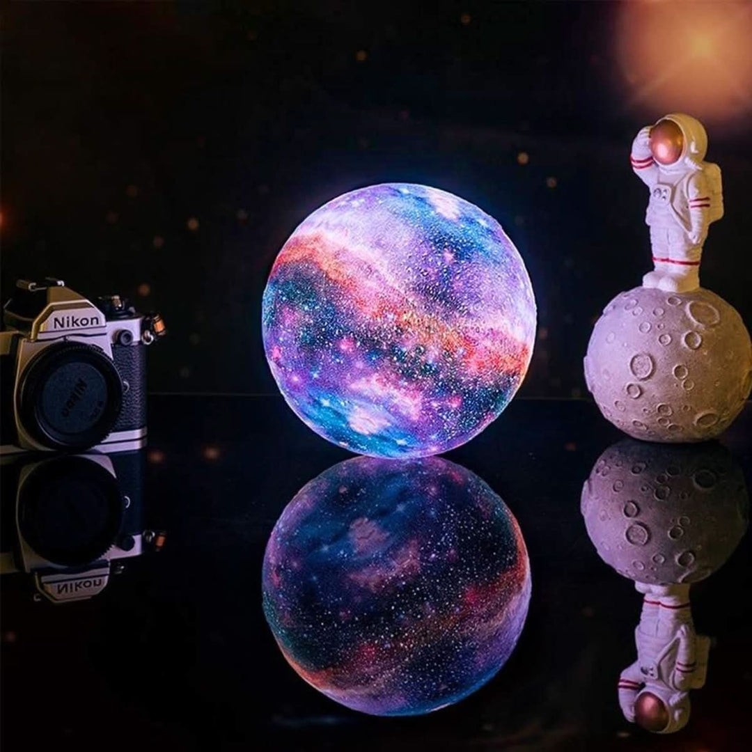 Smart LED globe lamp with customizable colors for personalized ambient light.