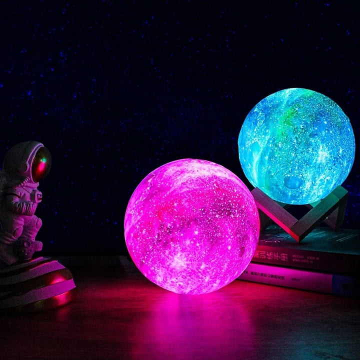 Soft glow LED globe night light, customizable for gentle ambient lighting in bedrooms.