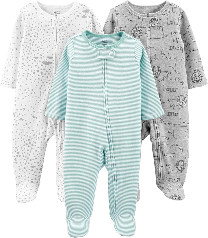 Comfortable baby winter 3-pack sleep & play outfit. Soft cotton fabric for infants, ideal unisex newborn clothes.