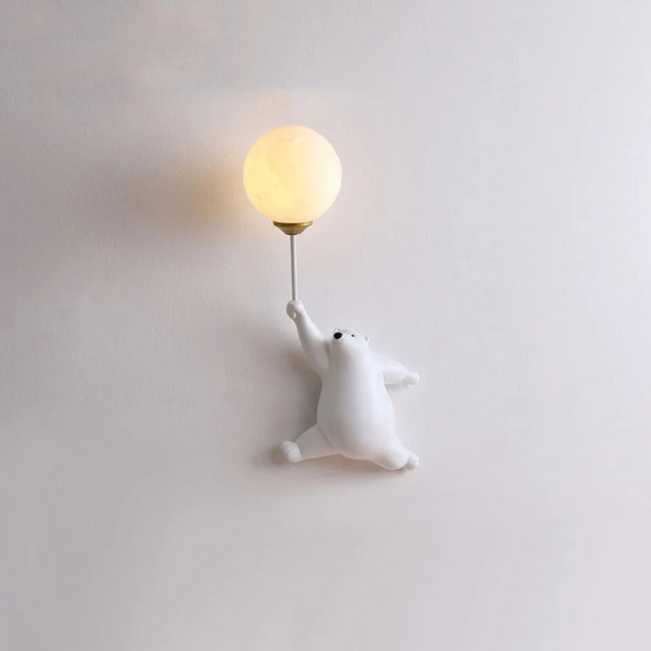 Adorable bear LED wall lamp for children's lighting, cute nursery decor, bedroom accent.