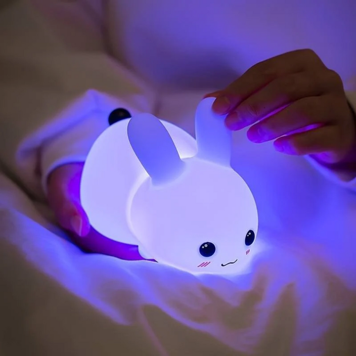 Safe, child-friendly bunny lamp for kids' rooms. Emits a soft, calming light, perfect bedtime aid for toddlers.
