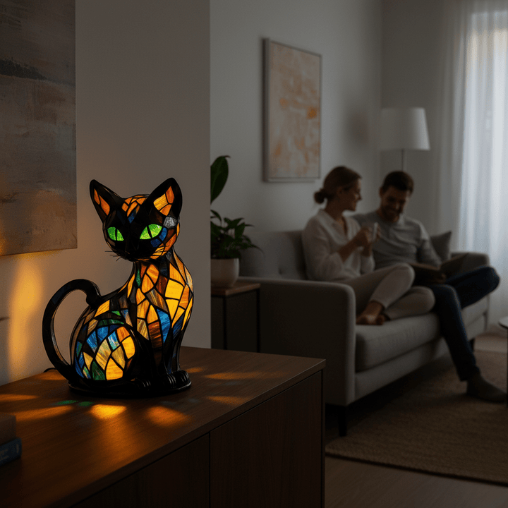 White cat LED night light with touch control. Silicone decorative lamp providing a warm glow for any child's room.