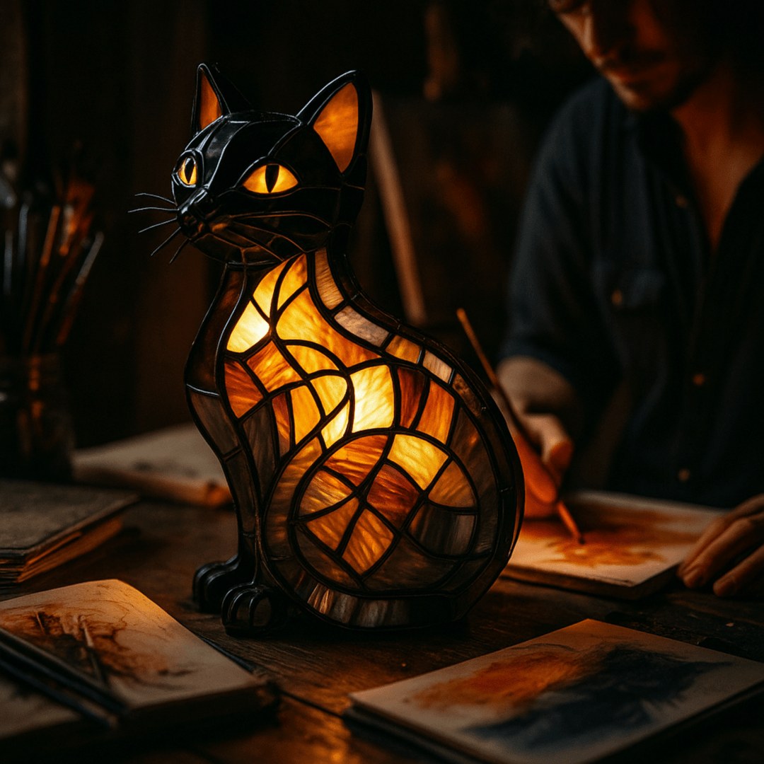 Charming cat LED night light. Touch-sensitive silicone lamp creates a soothing atmosphere for any cozy space.