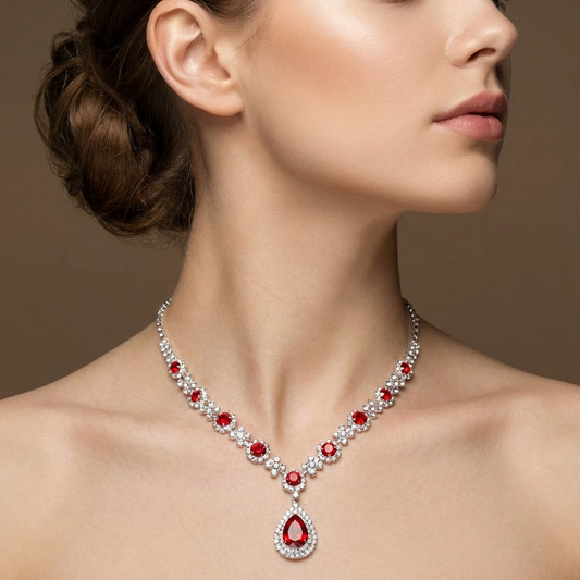 Dainty women's waterdrop CZ pendant necklace, sparkling cubic zirconia jewelry.