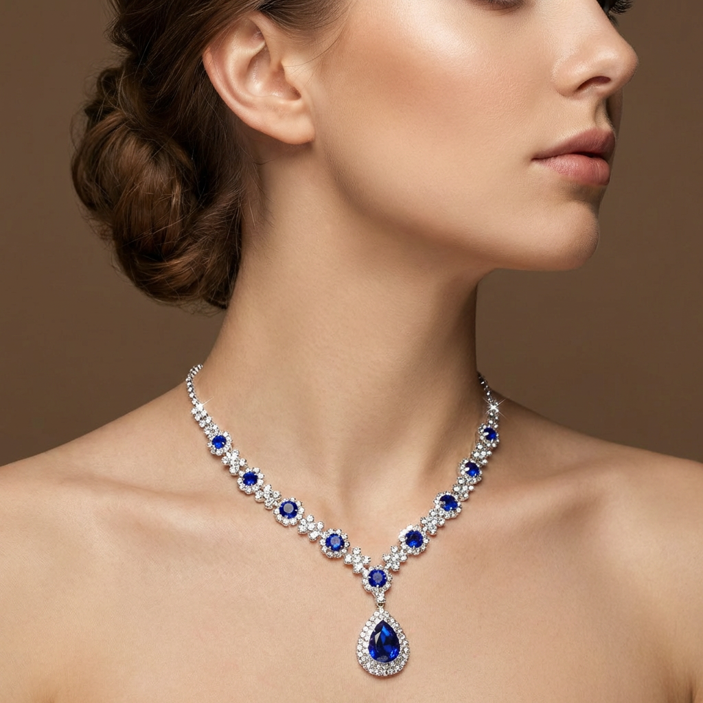 Elegant red cubic zirconia waterdrop pendant necklace for women, dainty & sparkling.