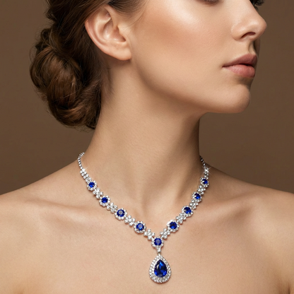 Elegant red cubic zirconia waterdrop pendant necklace for women, dainty & sparkling.