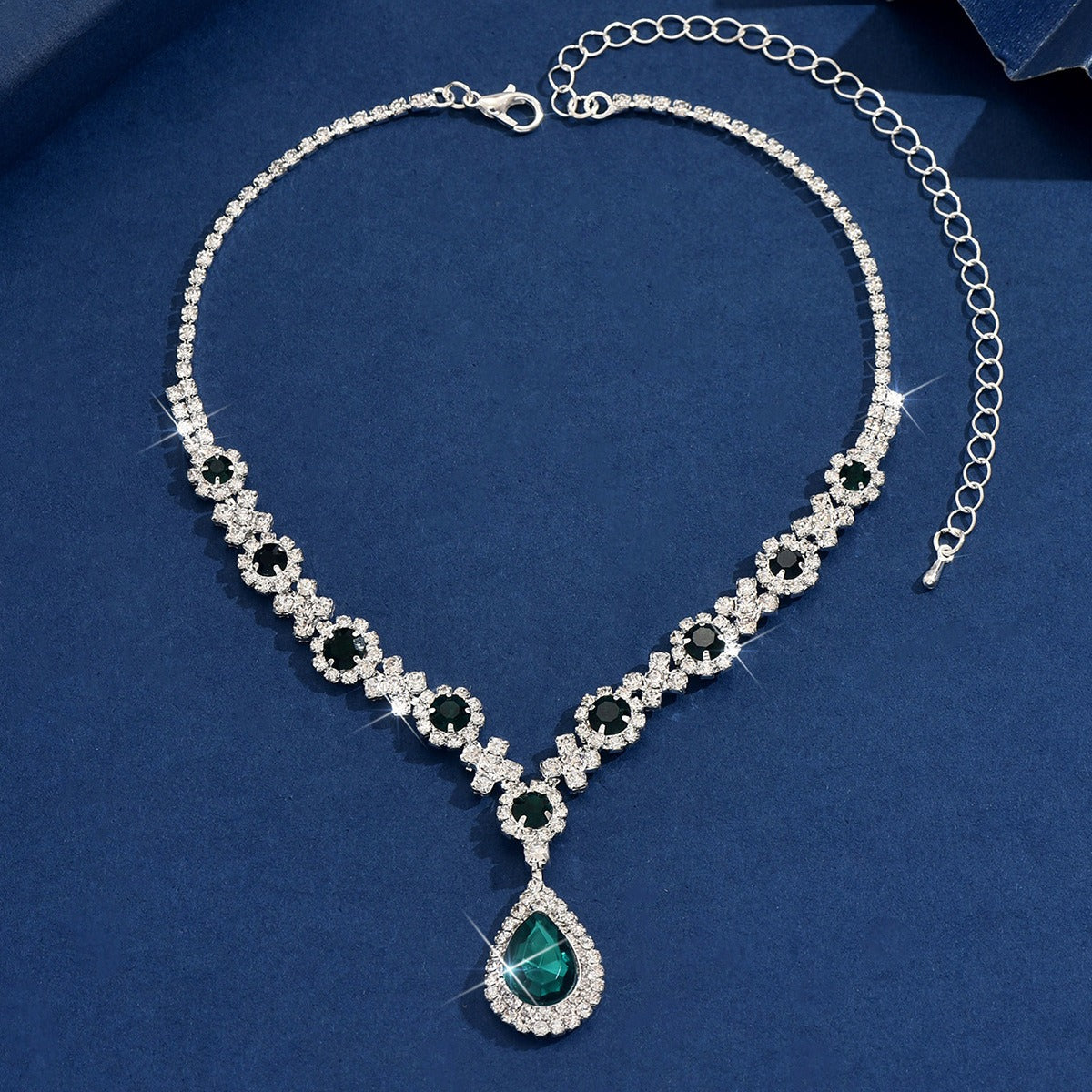 Women's dainty necklace with sparkling waterdrop cubic zirconia pendant.