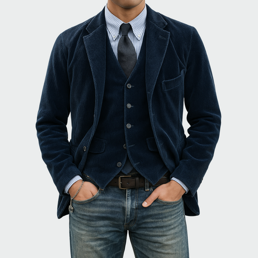 Dapper men's 2-piece blazer and vest set. Perfect for formal wear, business casual, and sharp style.