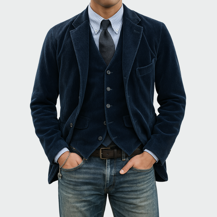 Dapper men's 2-piece blazer and vest set. Perfect for formal wear, business casual, and sharp style.