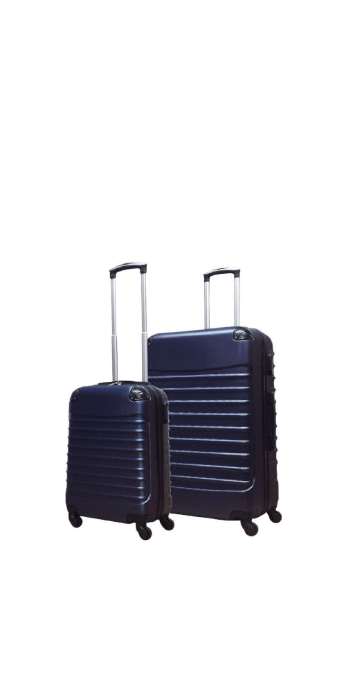 Dark blue 2-piece hard shell luggage set with durable spinner wheels for smooth, organized travel.