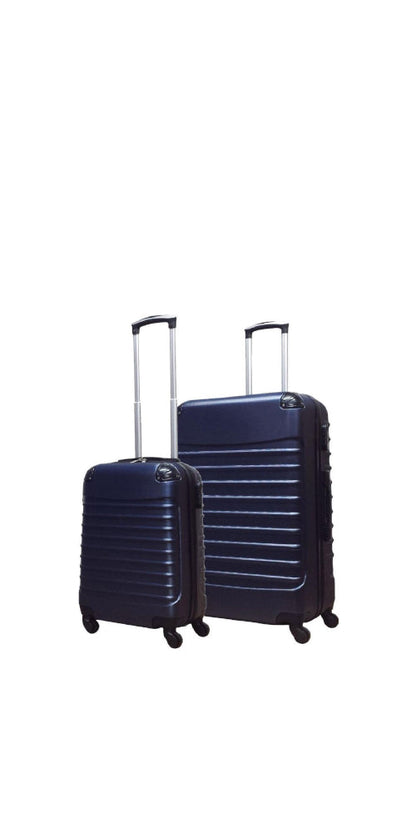 Dark blue 2-piece hard shell luggage set with durable spinner wheels for smooth, organized travel.
