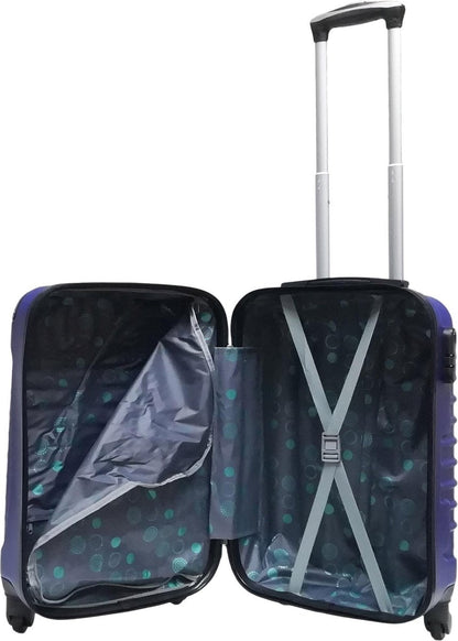 Organized Monaco dark blue 2-piece luggage set. Hard shell, spinner wheels, perfect for travel.
