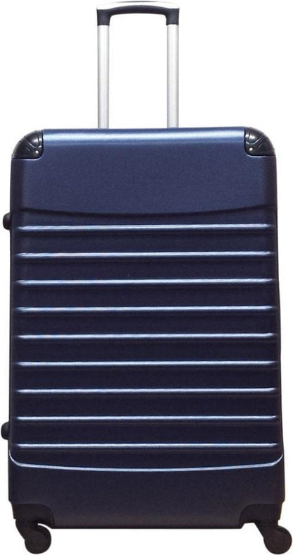 Complete 2-piece dark blue hard shell luggage set with ultra-durable spinner wheels for any journey.
