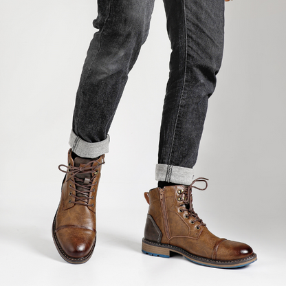 Rugged Bayshore men's dark brown side-zip boots, built for durability and comfortable everyday wear.