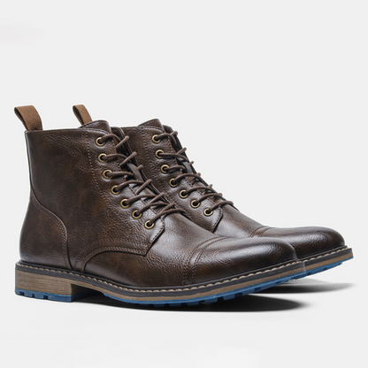 Stylish Bayshore men's dark brown side-zip boots. Durable, rugged, and comfortable for everyday casual outfits.