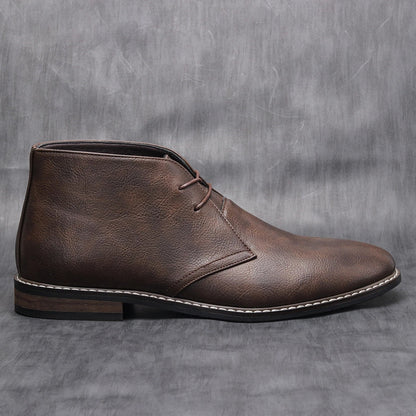 Versatile dark brown leather ankle boots, providing men with comfortable, rugged, and casual everyday style.