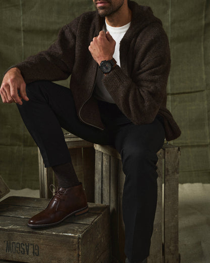 Rugged men's dark brown leather ankle boots, featuring premium quality leather for lasting comfort.