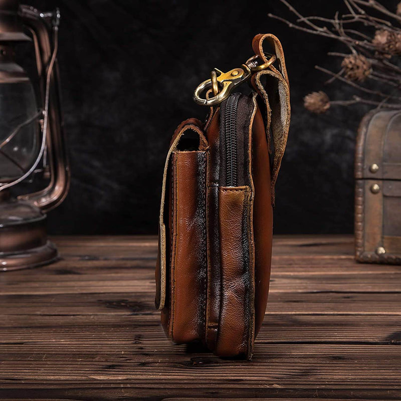 Stylish dark brown men's waist bag, a versatile hip pack & crossbody bag for modern everyday essentials.