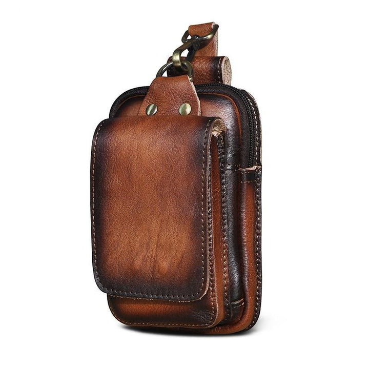Durable dark brown men's premium waist bag, a robust hip pack for everyday essentials and travel.