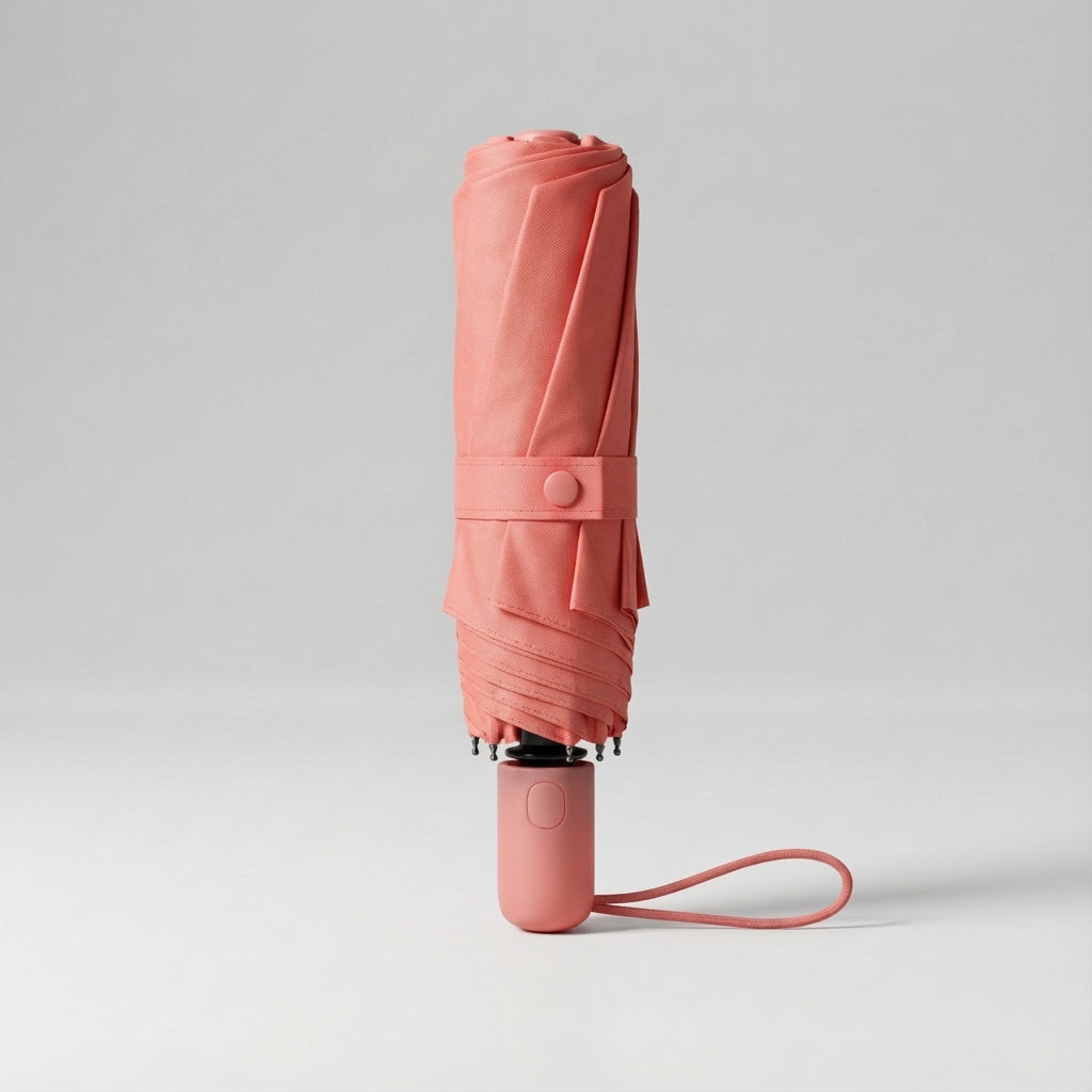 Essential dark green compact travel umbrella. Lightweight, portable outdoor gear with UV protection.
