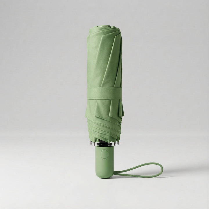 Lightweight & portable dark green compact travel umbrella, perfect for UV and rain protection on the go.