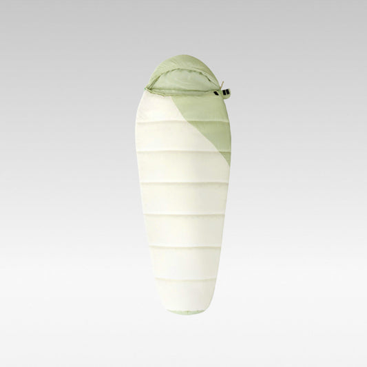 Dark green mummy sleeping bag, 1.8kg, waterproof, for adult camping and outdoor warmth.