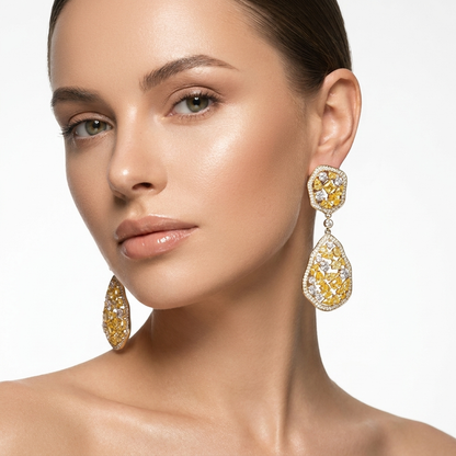 Lightweight dazzling drop earrings for women, featuring elegant green and silver design for comfortable wear.