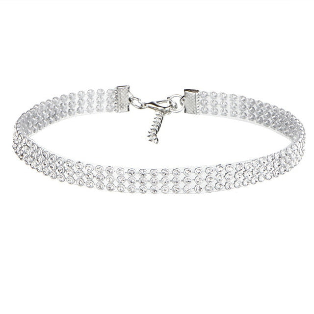 Eye-catching crystal and rhinestone choker for women, delivering dazzling glamour and style.