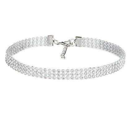 Eye-catching crystal and rhinestone choker for women, delivering dazzling glamour and style.