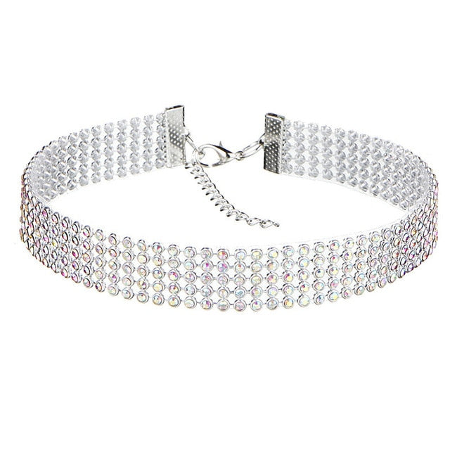 Sparkling crystal choker necklace for women, featuring stunning rhinestones and a statement design.