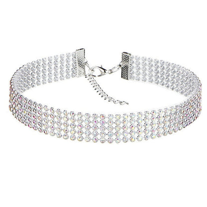 Sparkling crystal choker necklace for women, featuring stunning rhinestones and a statement design.