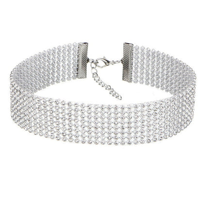 Fashion-forward rhinestone choker necklace, a sparkling crystal women's jewelry piece.