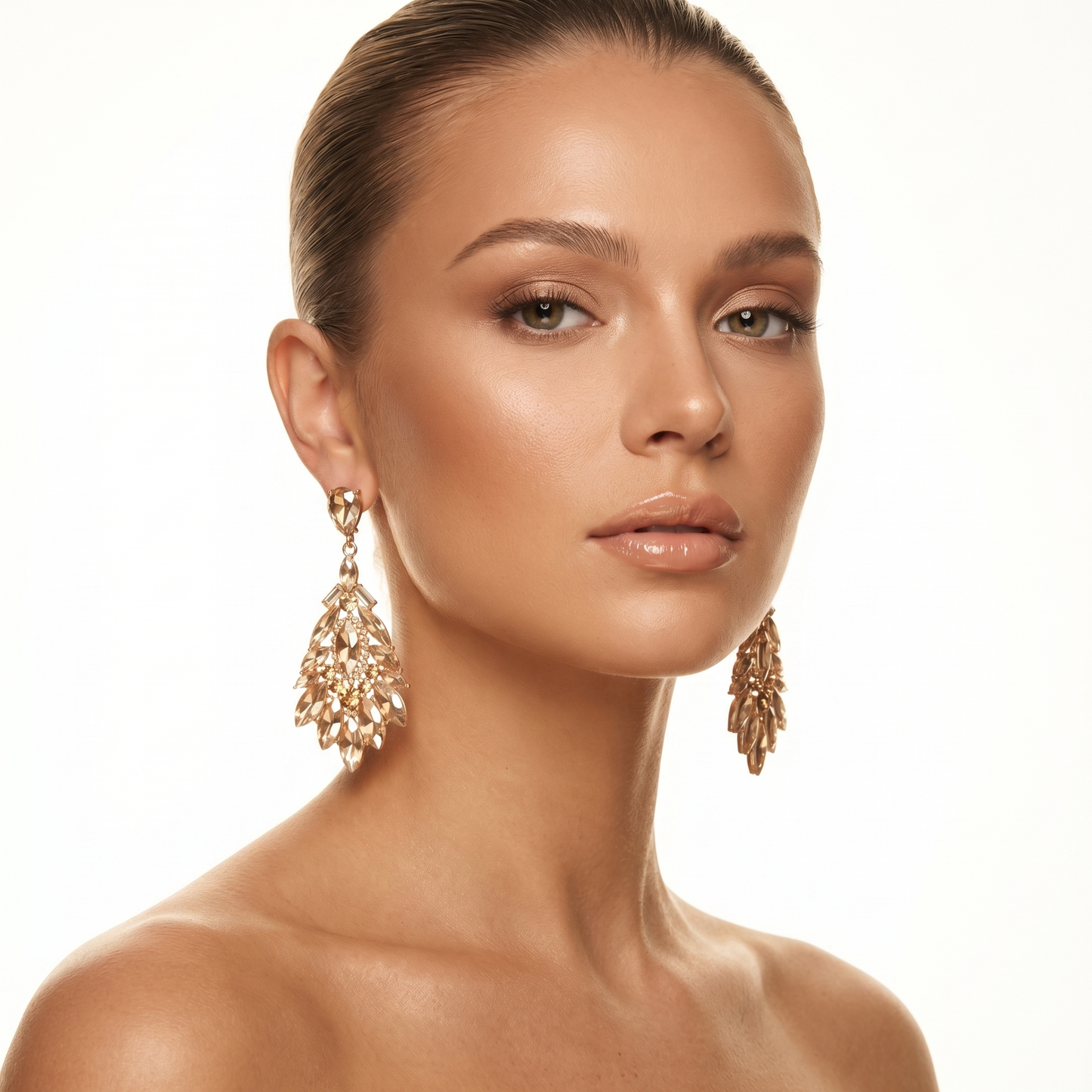 Elegant red crystal drop earrings for women, sparkling dangle jewelry, perfect fashion accessory.
