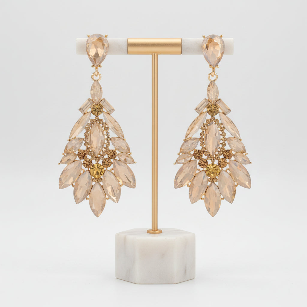 Elegant women's drop crystal earrings, sparkling dangle jewelry, perfect gift for her or special occasions.