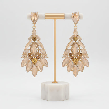 Elegant women's drop crystal earrings, sparkling dangle jewelry, perfect gift for her or special occasions.