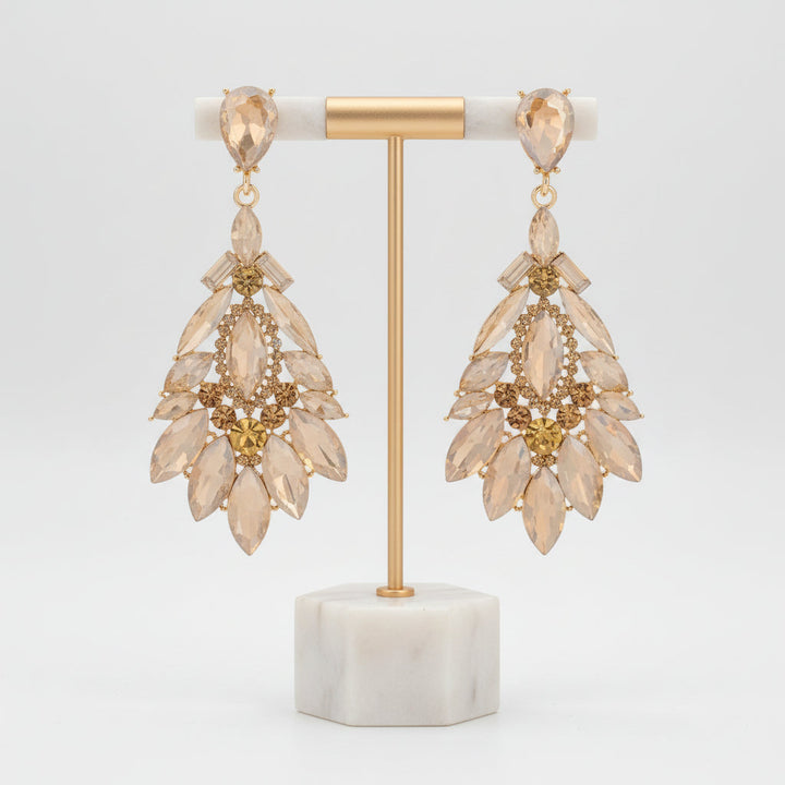 Elegant women's drop crystal earrings, sparkling dangle jewelry, perfect gift for her or special occasions.