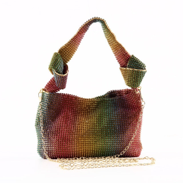 Glamorous black rhinestone party bag, a chic women's handbag for formal events.
