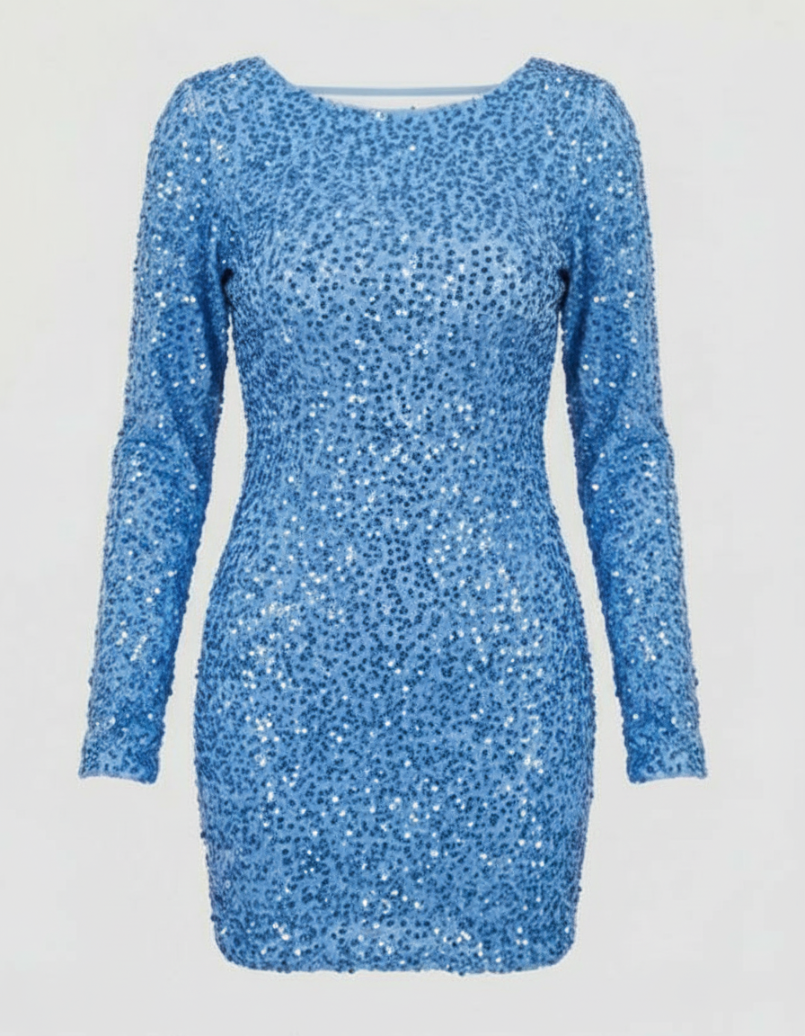 Glamorous women's sequin open-back mini dress, a dazzling choice for special occasion fashion.