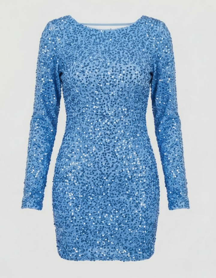 Glamorous women's sequin open-back mini dress, a dazzling choice for special occasion fashion.