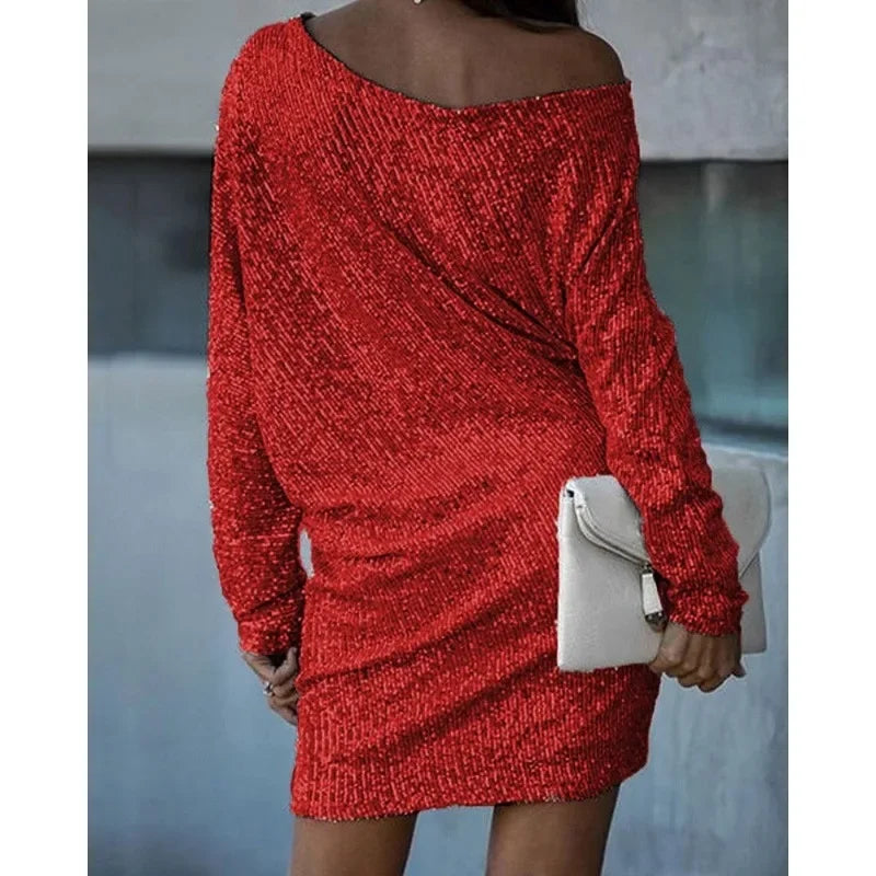 Women's dazzling sequin mini dress. Perfect as a glittery evening gown, party dress or cocktail attire.