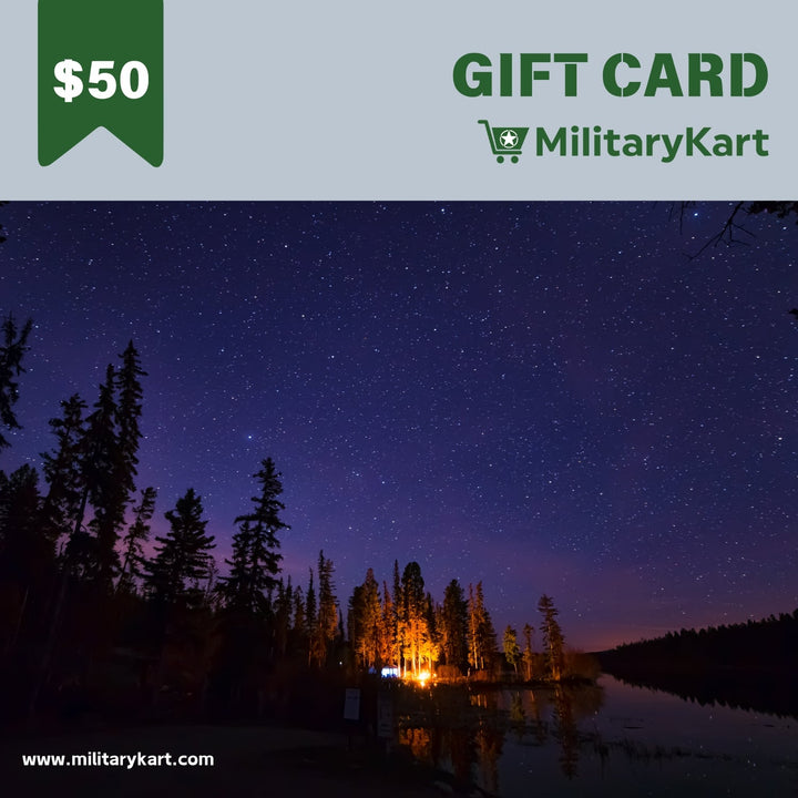 Digital gift card with camouflage pattern, ideal tactical gear present for any occasion