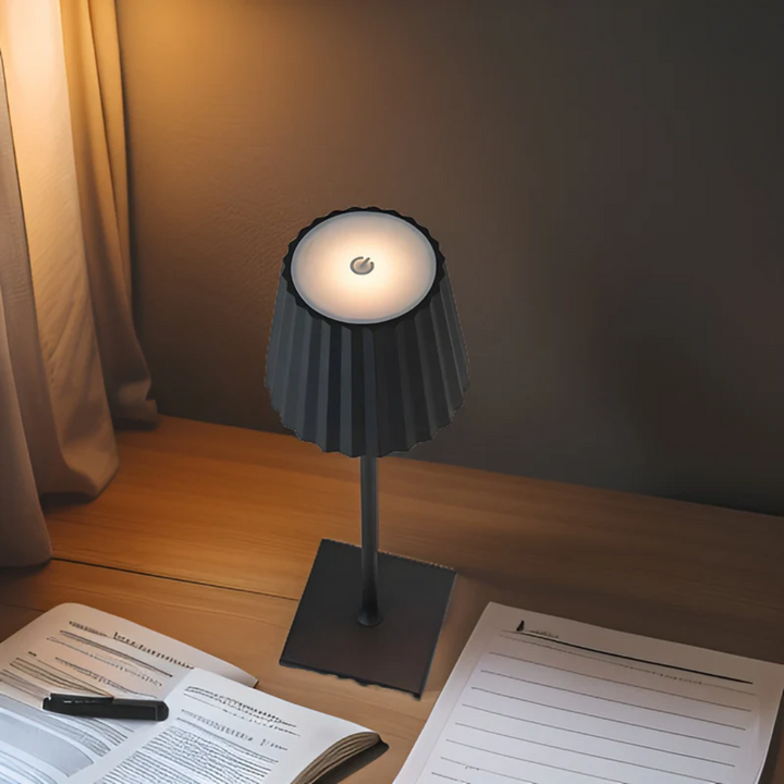 Modern portable table lamp with touch dimming, ideal for office desks, bedrooms, or outdoor patios.