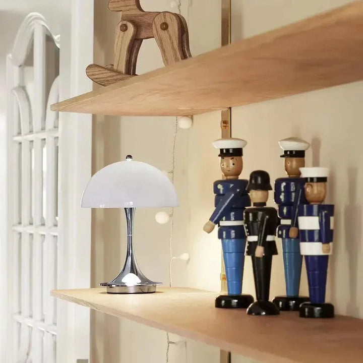 Stylish dimmable flower bud desk lamp, wireless design, ideal for modern home decor accent lighting.