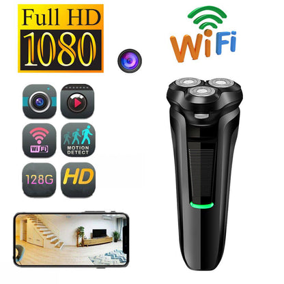 Razor-disguised 1080P HD WiFi camera for discreet surveillance. Hidden mini spy cam with motion detection.